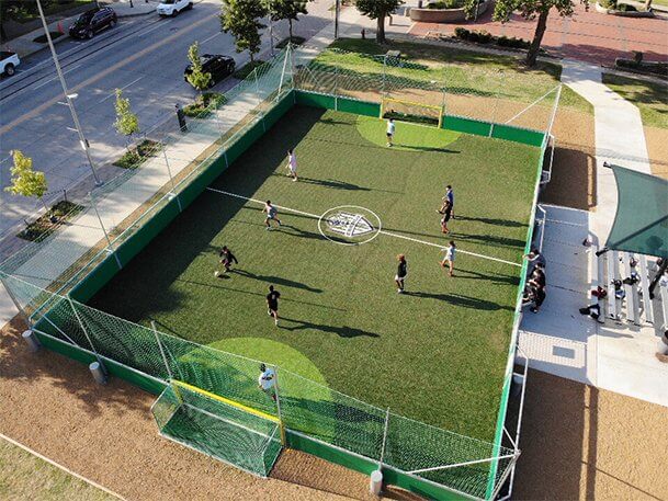 Aerial view of an outdoor Urban Soccer Park