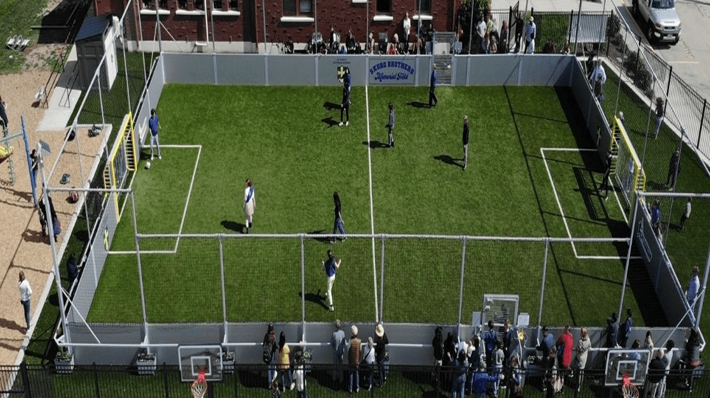 St. Mary’s Catholic School Transforms Parking Lot Into a Soccer Hub